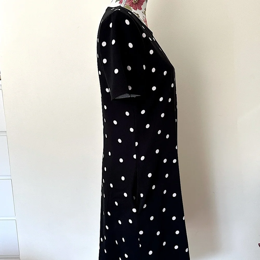 JACQUI E | B & W Polka Dot Shift Dress | Size 10 | Preloved - Picture 6 of 11
